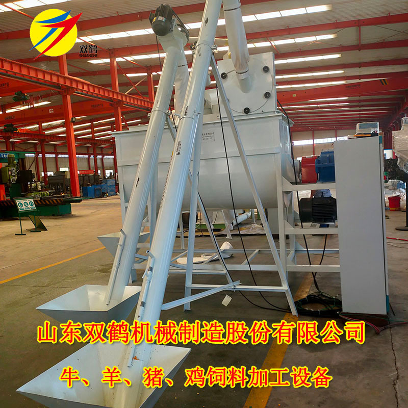 家用小型卧式饲料粉碎搅拌机 自吸式牛羊猪饲料粉碎机组 全套现货
