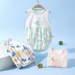 Baby Summer Sleeveless Princess Style Girls' Cotton Onesie Cartoon Home Children Spring and Summer Climbing Suit