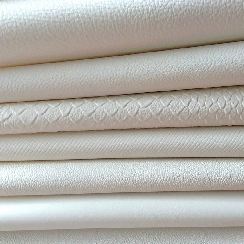 PVC artificial leather, napa/lychee texture, white digital-printing substrate, 52–54" width