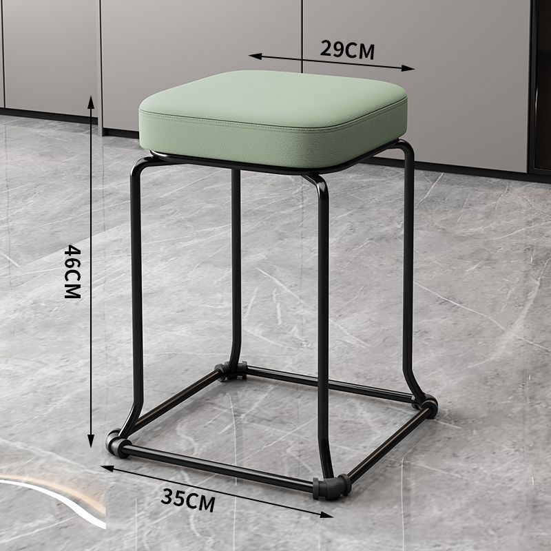 Taburete redondo de envoltura suave, silla de comedor de hierro forjado, taburete cuadrado sólido moderno, taburete de acero apilable para el hogar image 10