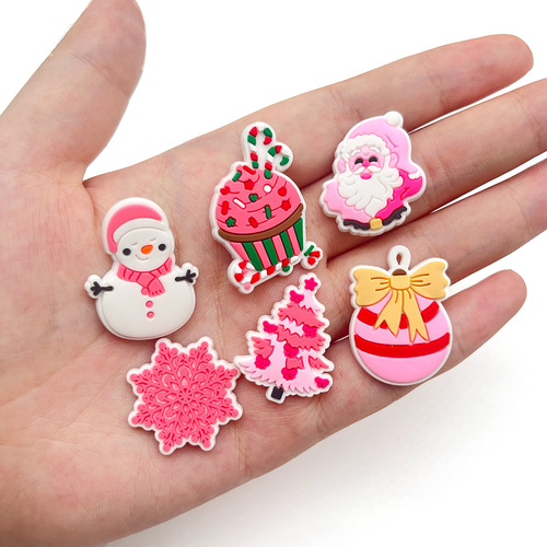 Single Pink Fresh Christmas 20 Hole Hole Shoes Decoration Soft Gel Shoes Flower Smart Star Gift Santa Claus