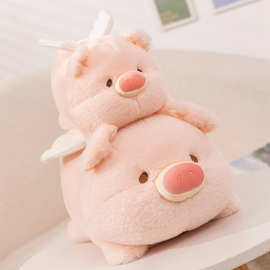 网红天使猪毛绒玩具可爱小猪公仔创意大号趴款玩偶儿童布娃娃抱枕