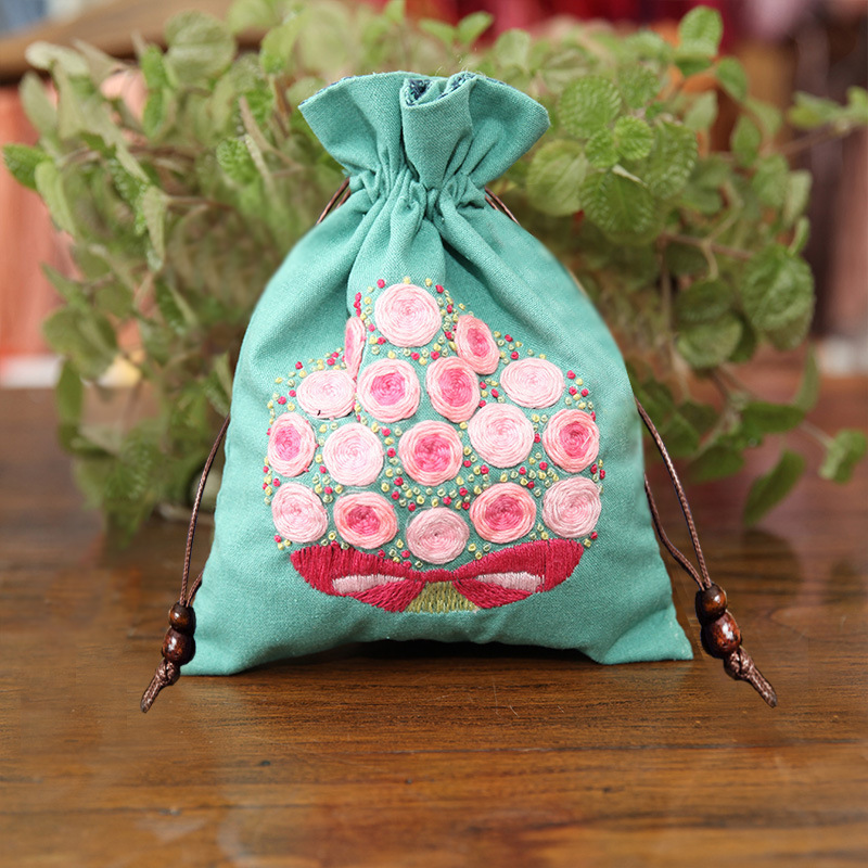 Jinhao bordado hecho a mano material de bricolaje bolsa Cordón portátil Lu bordado cosmético bolsa no Cruz puntada bolsa de almacenamiento