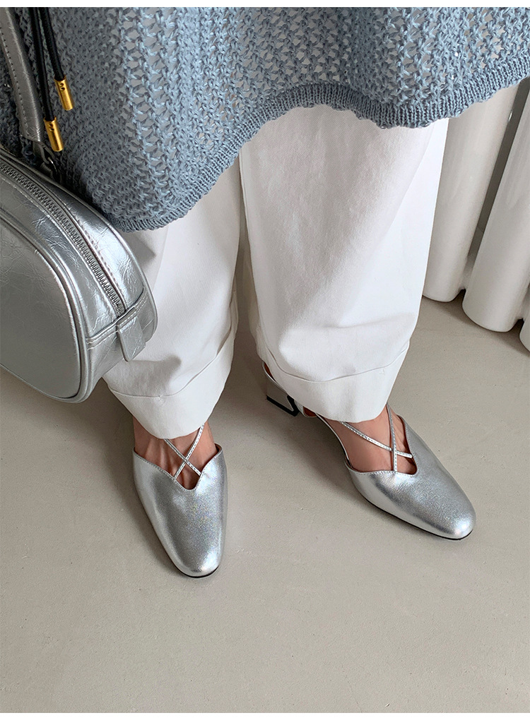 Sandal nữ quai ngang mũi trùm gót vuông 5 cm phong cách Hàn Quốc — đen chi tiết 13