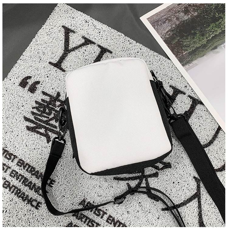67g Weight Zipper Closure Type Single Shoulder Strap Strap Type Crossbody Bag Bags Type Nylon Material Letter Pattern Streetwear Style Square Shape Khaki, Light Grey, White, Black Color Small Size Small Nylon Letter Streetwear Square Zipper Crossbody Bag 32