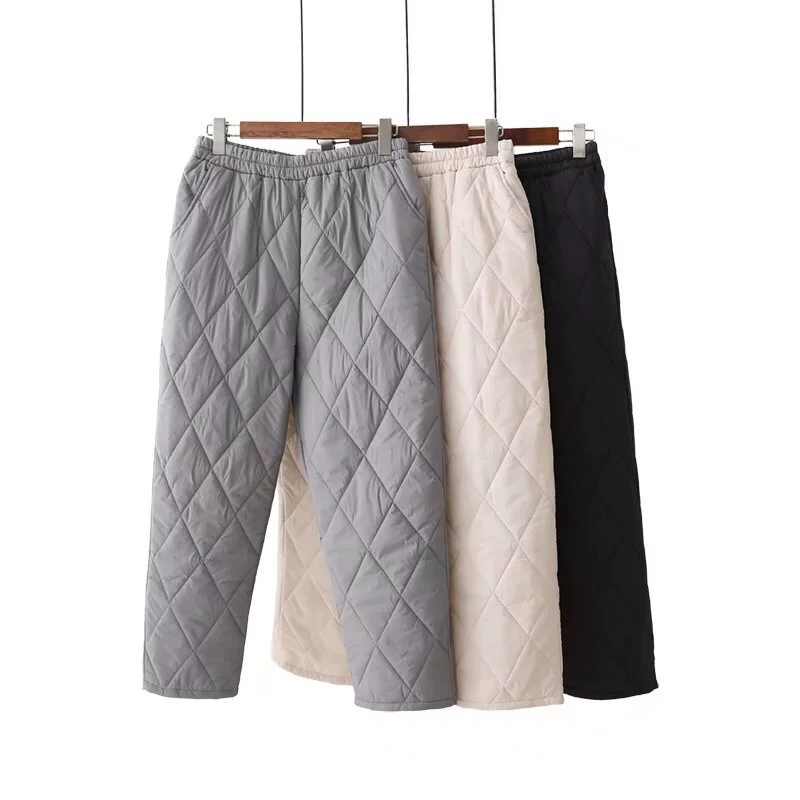 2024 Осень и зима хлопчатобумажные брюки большого размера с высокой талией, эластичные минималистские теплые брюки, толстые девушки, тонкие прямые брюки, дикие 8312