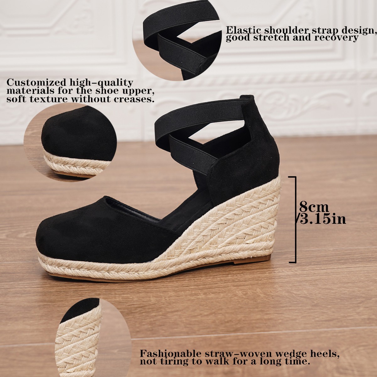 Womens Wedge Sandals Summer Platform Thick Sole Buckle Heels_voghion.com