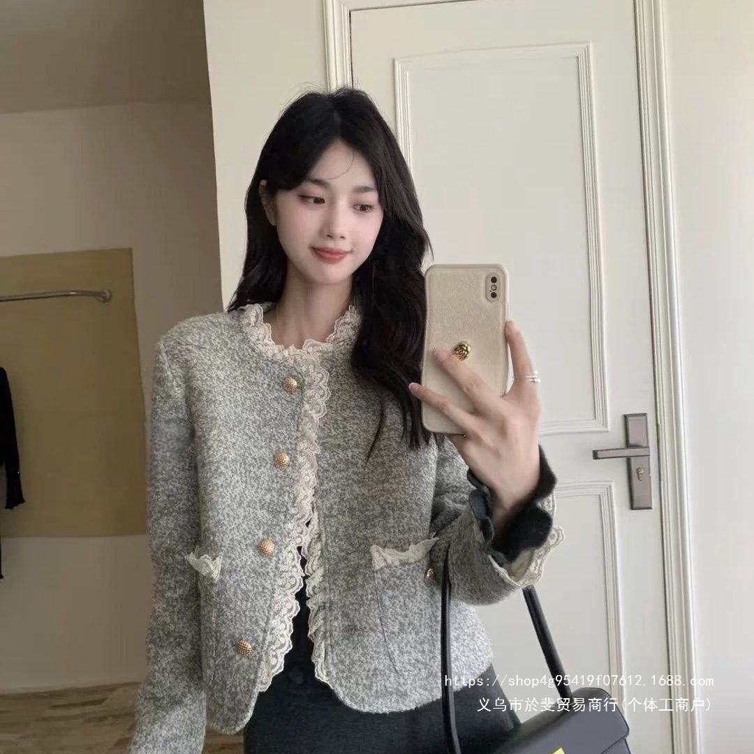 Lace French-style short cardigan, 2026 new style, elegant and sophisticated for petite women.