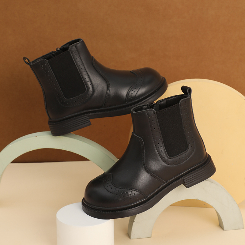 头层牛皮儿童马丁靴真皮软底皮靴2025秋冬新款女童靴子潮男童短靴