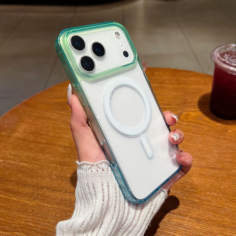 适用iPhone17Promax渐变磁吸手机壳15PRO苹果16透明撞色保护套11|undefined