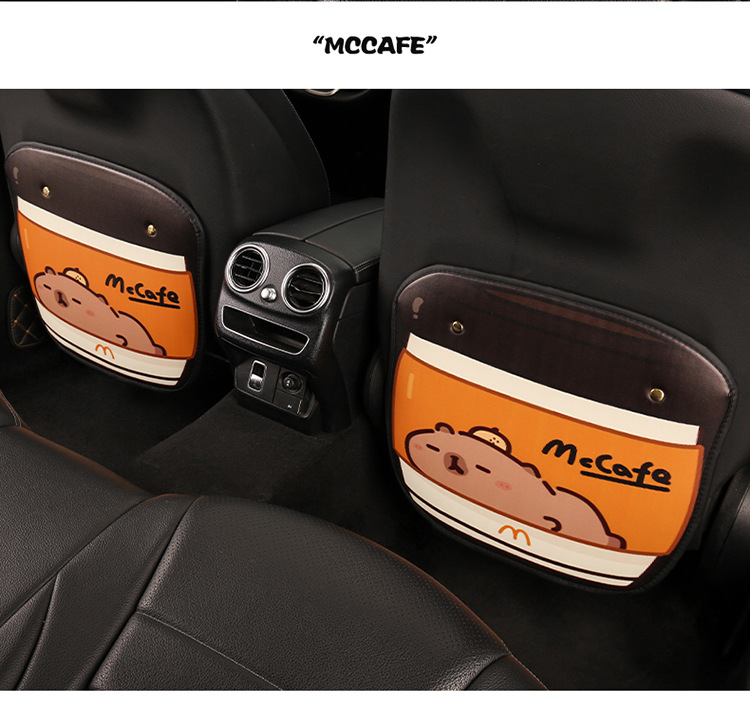 Three-Color Kapibara Anti-Kick Pad for Women, Cute Cartoon Seat Back Anti-Kick Pad, Car Seat Back Anti-Fouling Pad
