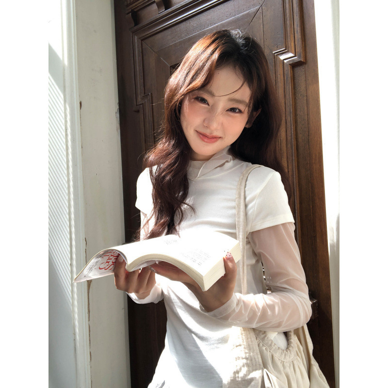 In-Stock 260g Rayon Lace Patchwork Long-Sleeve T-Shirt for Women, New Autumn and Winter High-Neck Slim-Fit Base Layer Top In-Stock 260g Rayon Lace Patchwork Long-Sleeve T-Shirt for Women, New Autumn and Winter High-Neck Slim-Fit Base Layer Top