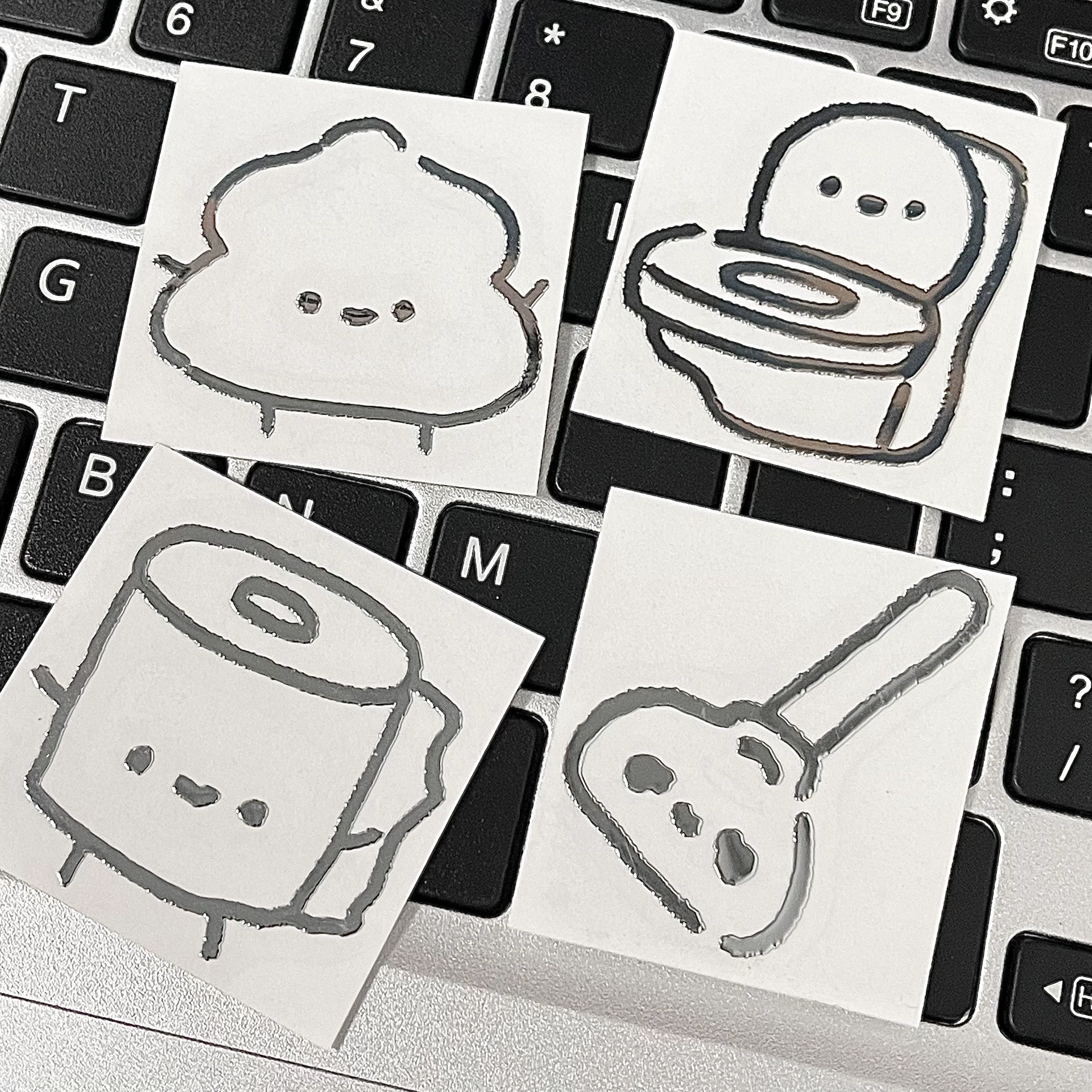 Мультяшный туалет набор из четырех частей 3D стерео металлическая наклейка креативная водонепроницаемая декоративная наклейка высокого уровня для мобильного телефона компьютер