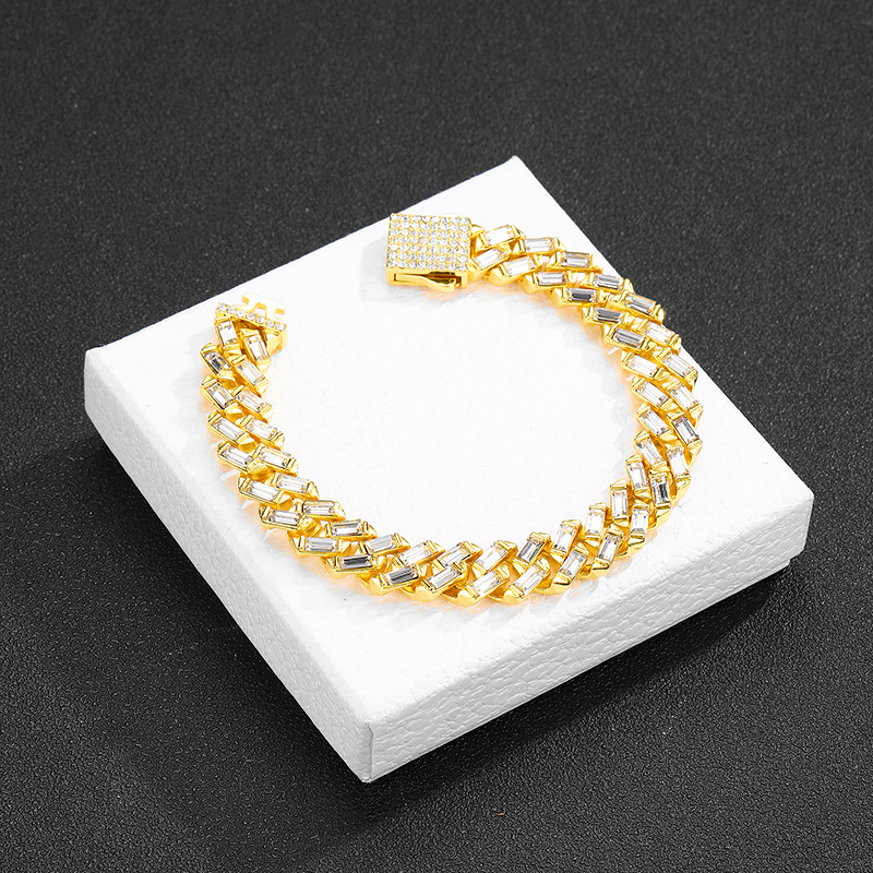 Cuban Chain Necklace With Full Diamond Stones Hip Hop Style_voghion.com