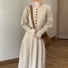 法式针织长袖连衣裙子女早秋季2025新款韩系慵懒风气质穿搭一整套