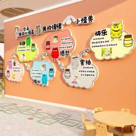 情绪小怪兽环创幼儿园心理角情绪管理文化墙面贴装饰成品楼梯走廊