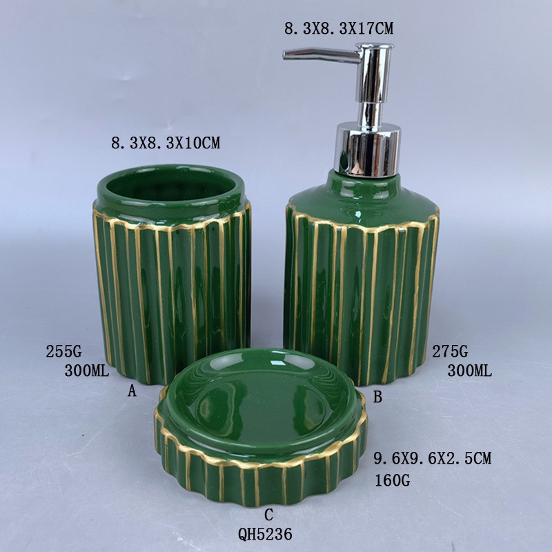 Juego de lavado de baño con forma de concha europea y americana transfronteriza Juego de baño de cuatro piezas de baño con caracol de cerámica creativa