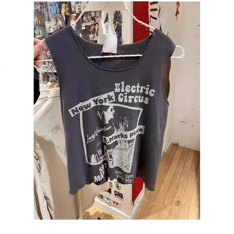 Bm Style Brandy Same Style New American Rock Band Printed T-Shirt Bm Style Curled Vest for Women