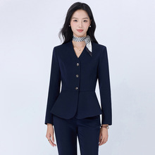 高端灰色西装职业套装女美容院前台酒店接待经理珠宝店销售工作服