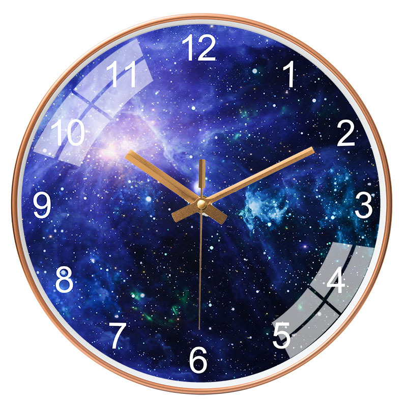Reloj nórdico de Internet para sala/dormitorio [20cm/8 pulgadas], reloj silencioso de estrellas/espacio/Galaxia, reloj de pared para hogar