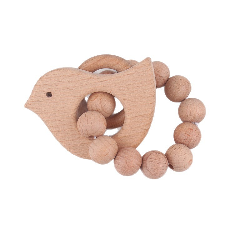 Europa y América niños pulsera de madera animal beech goma de madera perla recién nacido mordida le mordida molar pulsera