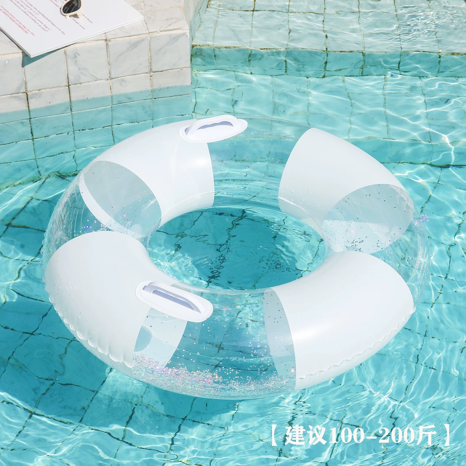 Transfronterizos ampliados con mango de barco de anclaje arco iris anillo de natación para adultos anillo de natación infláble arco iris de gran tamaño para hombres y mujeres