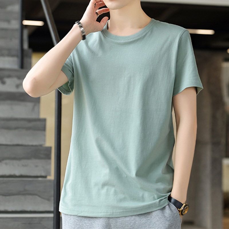メンズ半袖Tシャツ夏の新しいラウンドネックカジュアルボトリングシャツメンズTシャツトレンディなルーズ半袖無地トップス紳士服|undefined