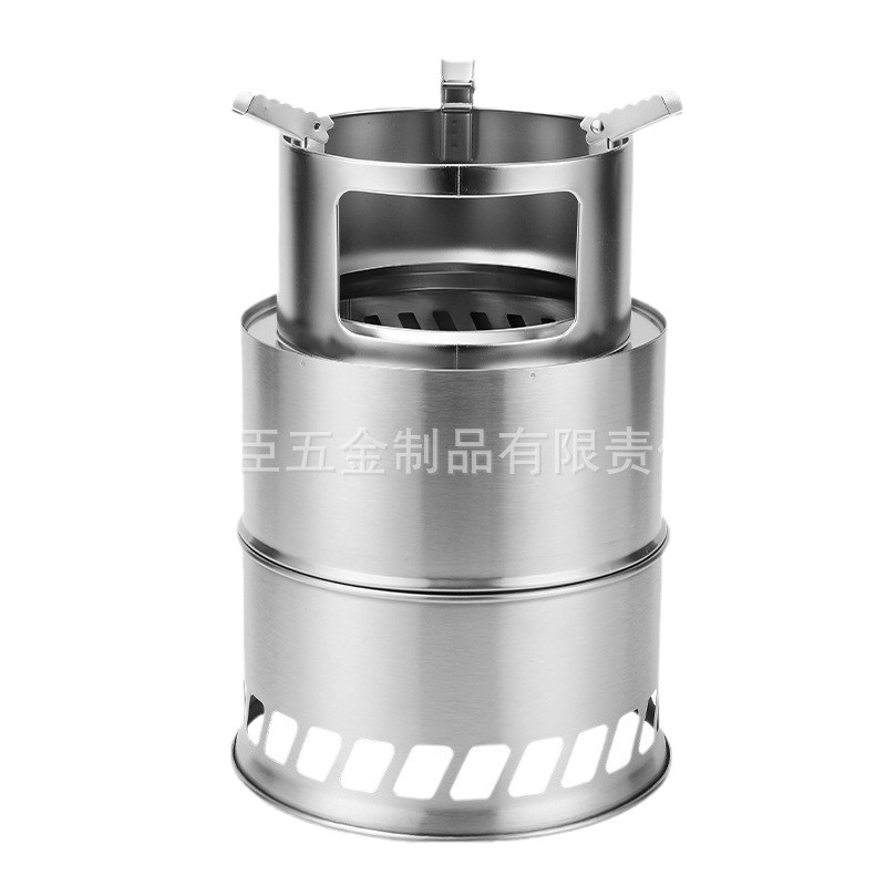 Picnic portátil al aire libre, camping, barbacoa, leña a prueba de viento de acero inoxidable, estufa de carbón, estufa de alcohol, fabricante de estufas