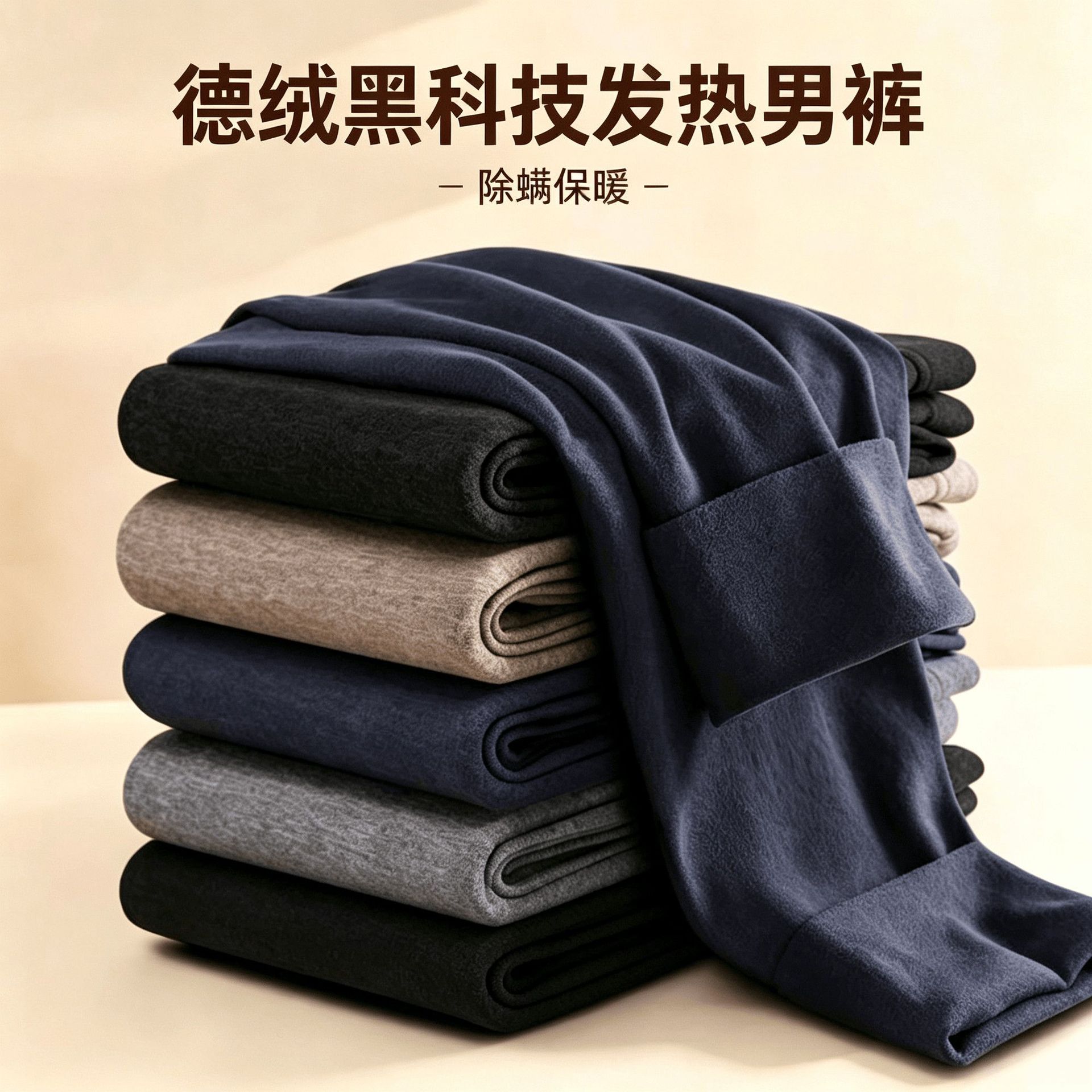 Autumn/Winter Cross-Border German Fleece Men's Thermal Pants 2026 New Style Double-Sided Fleece Thickened Comfortable Fleece Lined Cold-Proof Men's Autumn Pants