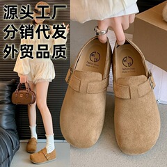 勃肯女鞋全包2025新款春秋季时尚外穿包头拖一脚蹬平底乐福单鞋女