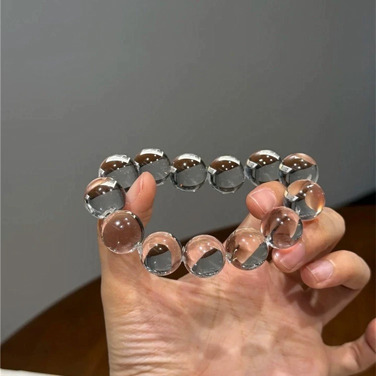 AA级天然白水晶牛鼻孔手串泡泡珠手链情侣纯净手链男女礼物批发|undefined