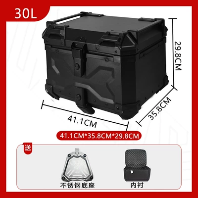 Tail Box Motorcycle Trunk | Motorcycle trunk - new-style-stainless-steel-base-30l-embossed-all-black-luxury-lining-quick-release