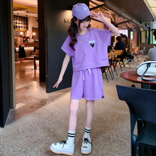 女童洋气套装夏季韩版儿童中童时尚宽松上衣小女孩短袖短裤两件套
