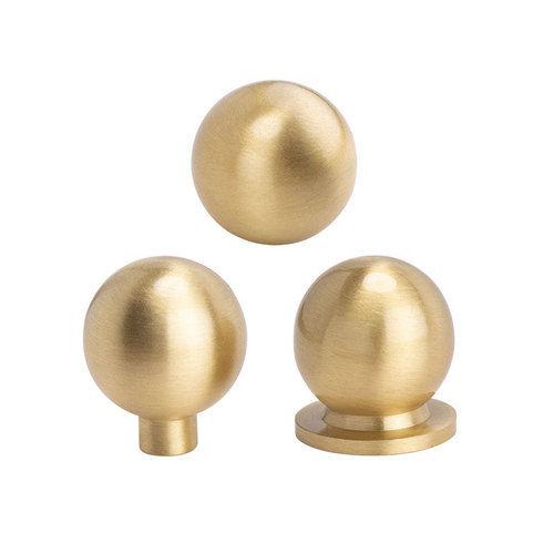 High-end new Chinese style hardware cabinet door small handle cabinet drawer spherical single hole brushed gold pure brass handle
