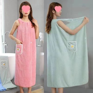 Two-Pack Bath Skirt for Women at Home, Wearable and Wrapable, Non-Pure Cotton Sling, Coral Velvet Long Absorbent Bathrobe, Bath Towel