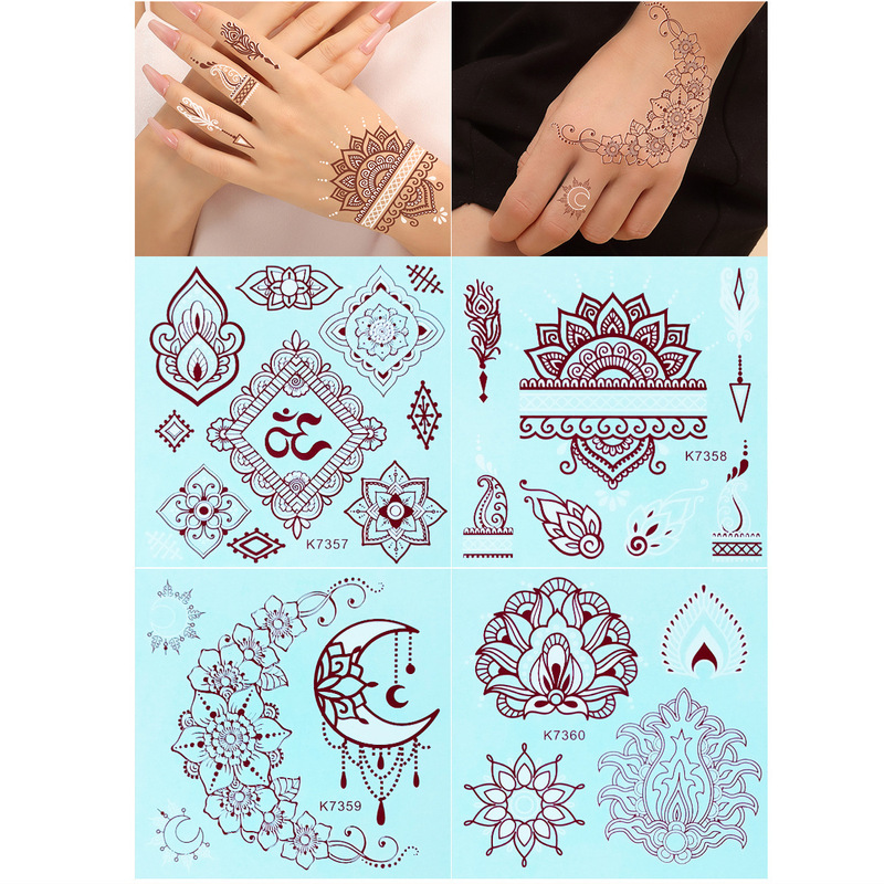 Cross-border Hina lace waterproof Indian back tattoo stickers hollow stickers hand-painted water transfer temporary tattoo stickers