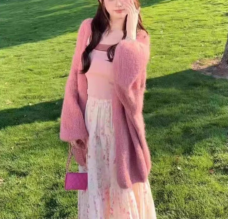 今年流行女装新款针织开衫巨好看氛围感韩版温柔系泡泡袖毛衣外套|undefined
