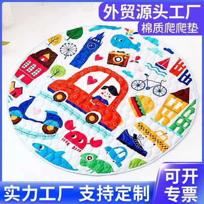 Cross-Border Foldable Crawling Mat, Thickened Baby Play Mat, Children's Floor Mat, Ins-Style Round Crawling Mat Wholesale