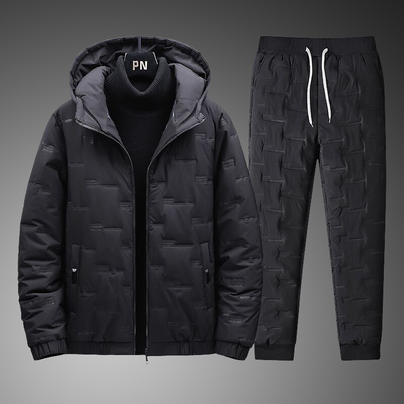 Winter Thickened Cotton-padded Clothes Men's New Coat Trendy Brand Cotton-padded Clothes Korean Style Sports Cotton-padded Jacket suit Warm Two-piece Set for Men