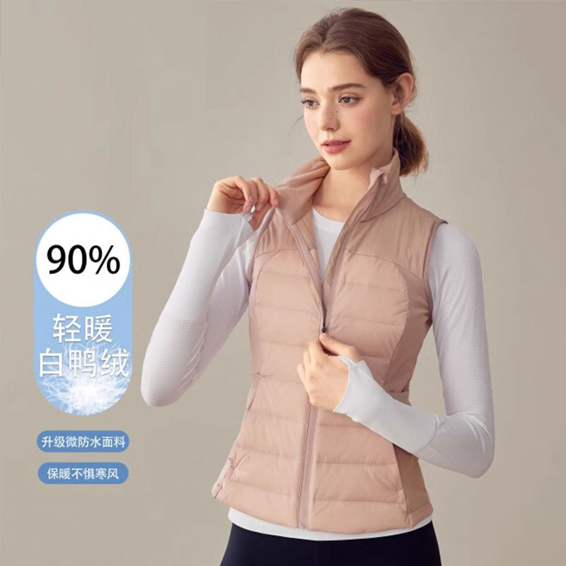 겨울 새 탑 90 벨벳 야외 스포츠 요가 짧은 재킷 도매 라이너 라이트 다운 재킷 조끼