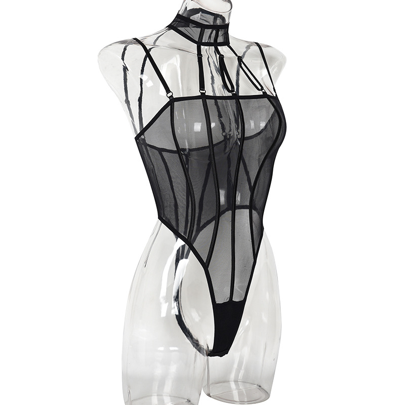 Title 7, Seksowny kombinezon z przezroczystymi siatkami,...