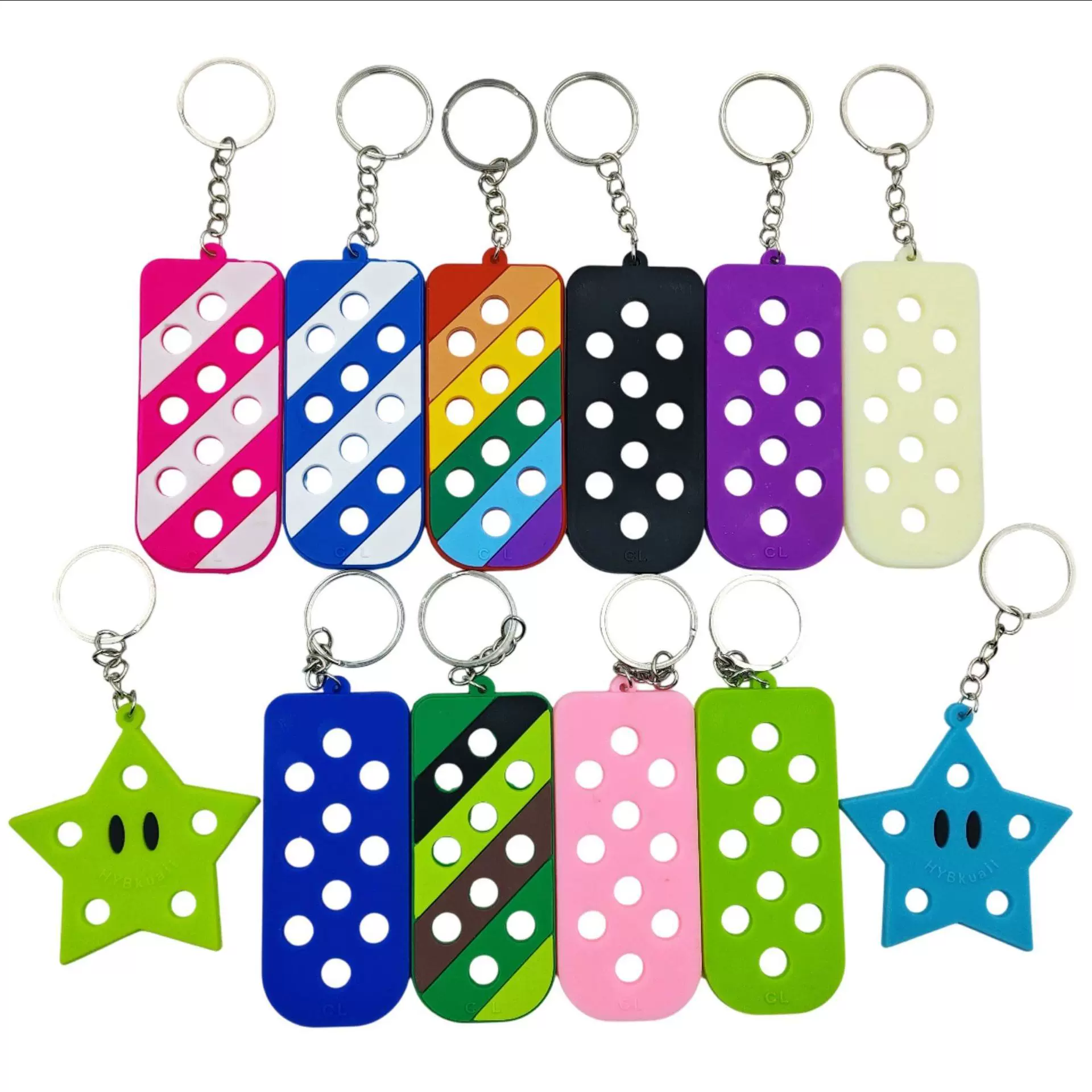 洞洞钥匙扣PVC软胶钥匙板可搭配鞋花当书包背包挂件钥匙链包挂饰