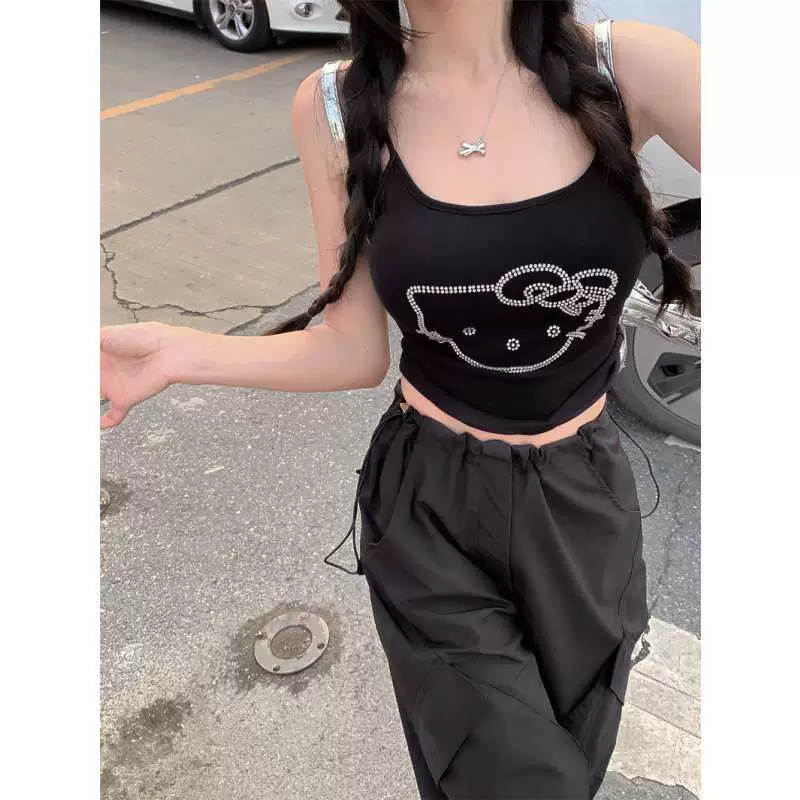 Summer black short vest sleevless, lifting effect, American style, slim fit