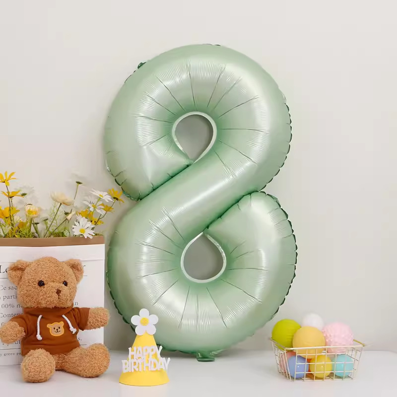 40inch アルミフィルムデジタルバルーン ベビーブルーピンク 女の子の誕生日シーンの装飾 ベビー123歳の誕生日の装飾|undefined