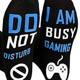 双色点胶袜子游戏机长筒袜子DO NOT DISTURB I AM BUSY GAMING