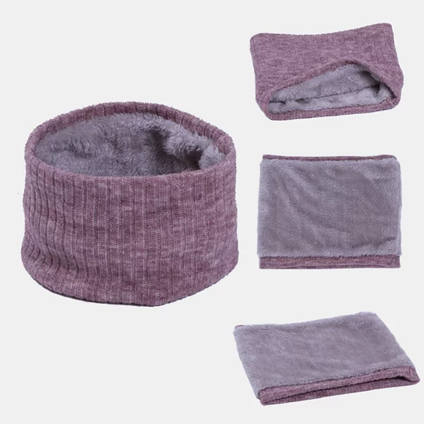 Autumn and Winter New Cervical Scarf for Men and Women fleece-lined Warm Pullover Scarf Vertical Stripe Solid Color Knitted Collar High Collar