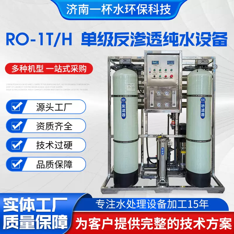 纯水设备净水设备1吨/小时水处理设备食品厂 反渗透设备