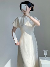 新中式女装国风改良旗袍新中式连衣裙气质少女白色女裙子旗袍裙子