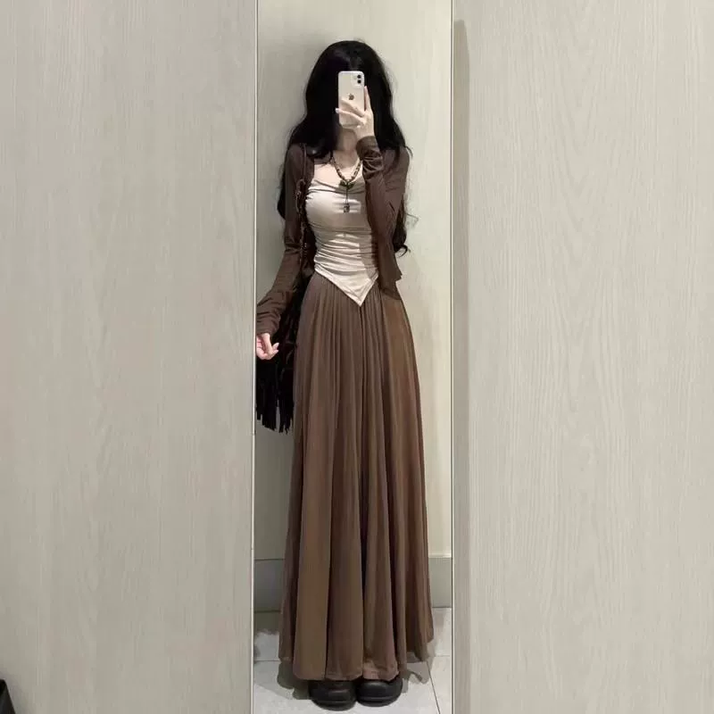 Оптовая продажа, комплект из трех предметов для женщин, осень 2021, новый сексуальный кардиган с длинными рукавами, куртка, камзол, широкие брюки