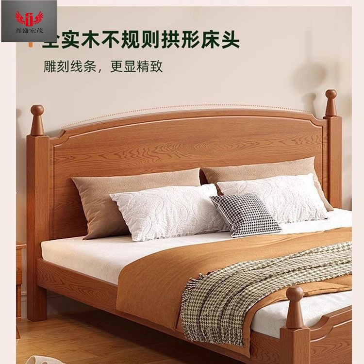 Cama de madera maciza Cama doble Habitación de alquiler económico Dormitorio principal para una persona 1.8m 1.5m Cama de columna romana